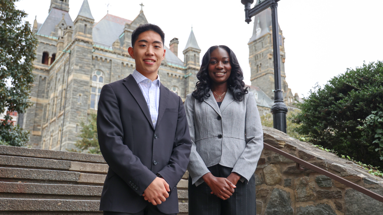 (From left) Jordan Pai and Kayla Wontumi are the recipients of the 2025-2026 Maeve Kennedy McKean Global Health Award