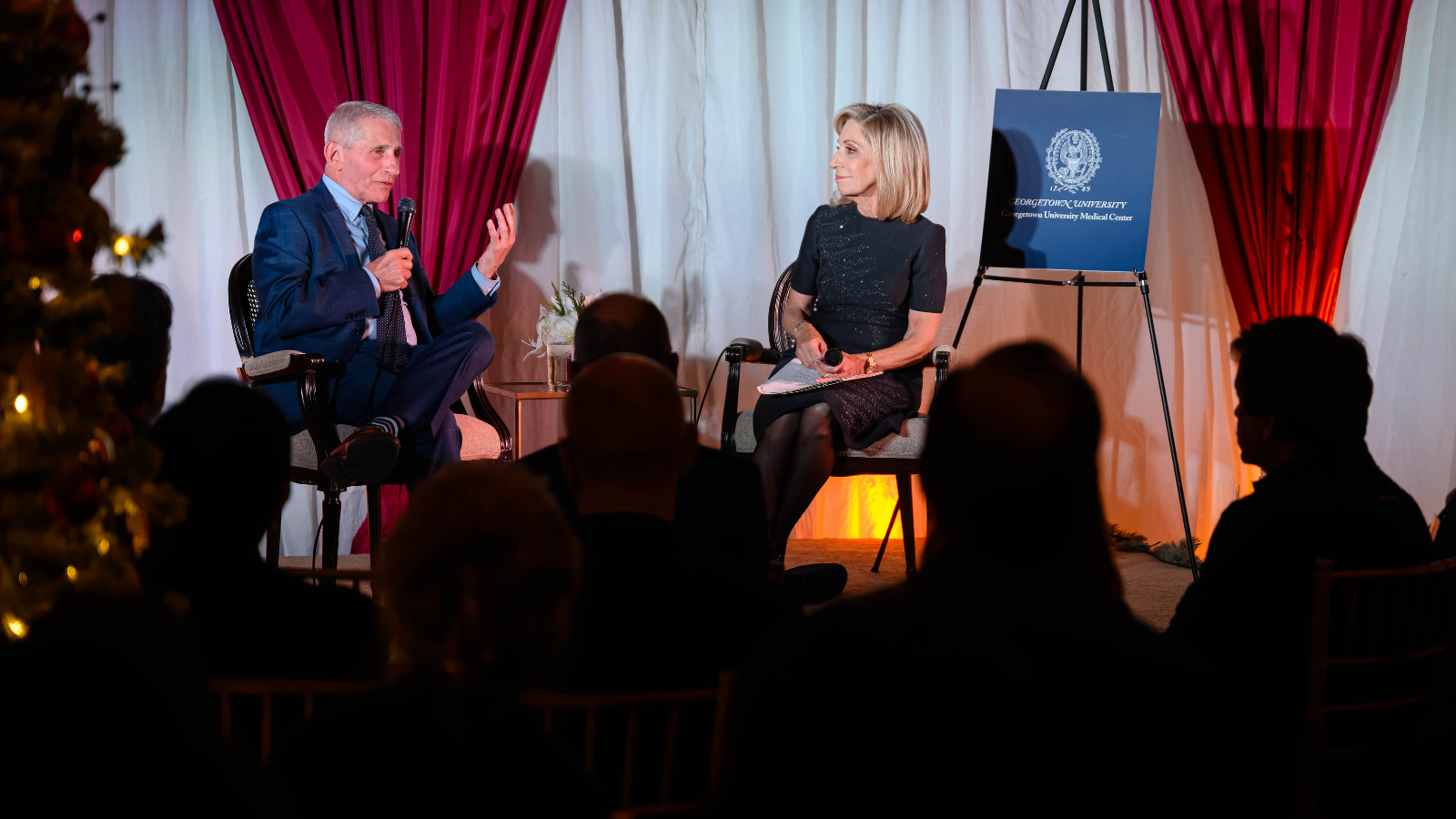 (From left) Anthony Fauci and Andrea Mitchell speaking