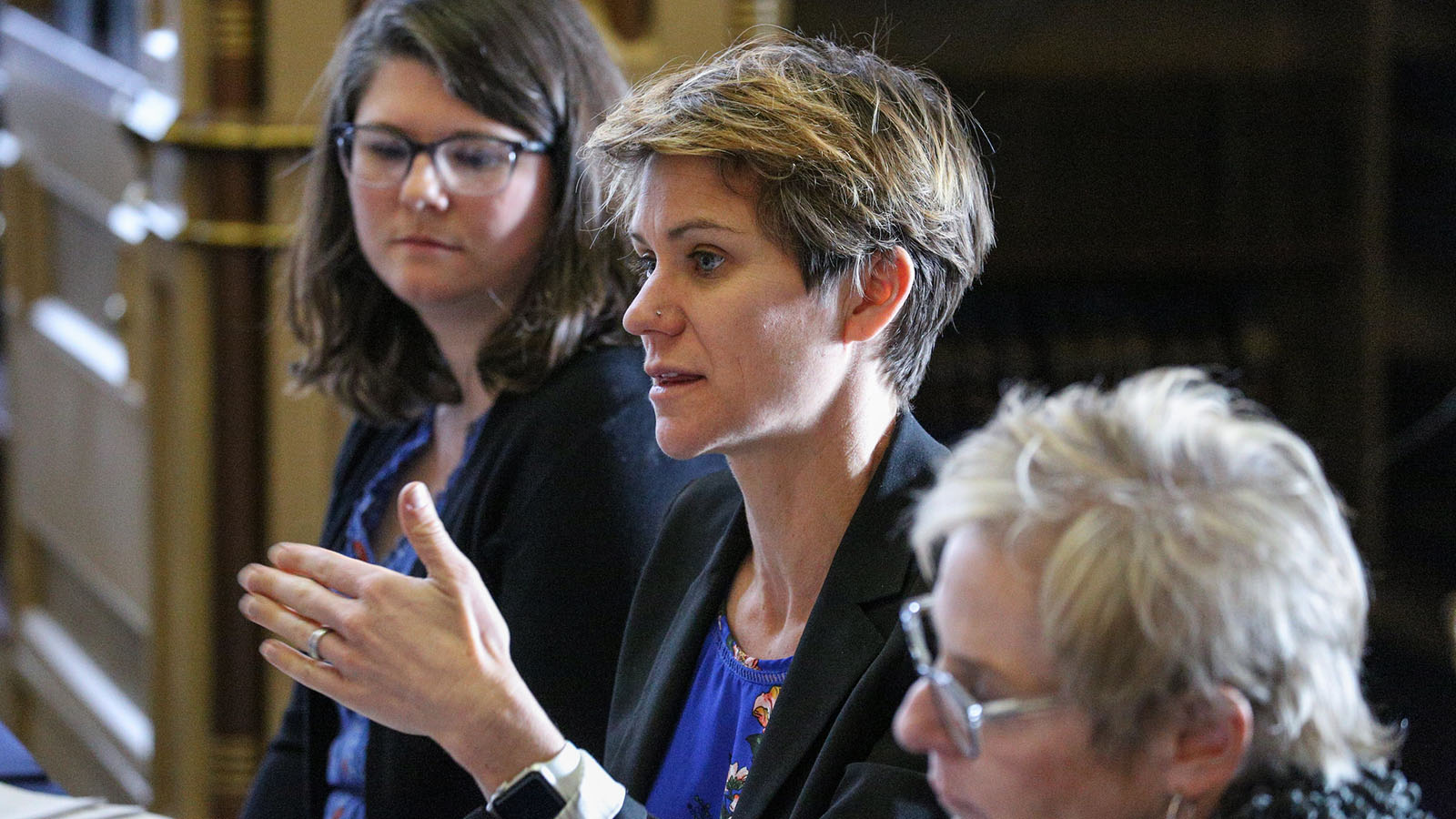 McKean speaks at a luncheon on early childhood health and well-being at Georgetown, 2020.
