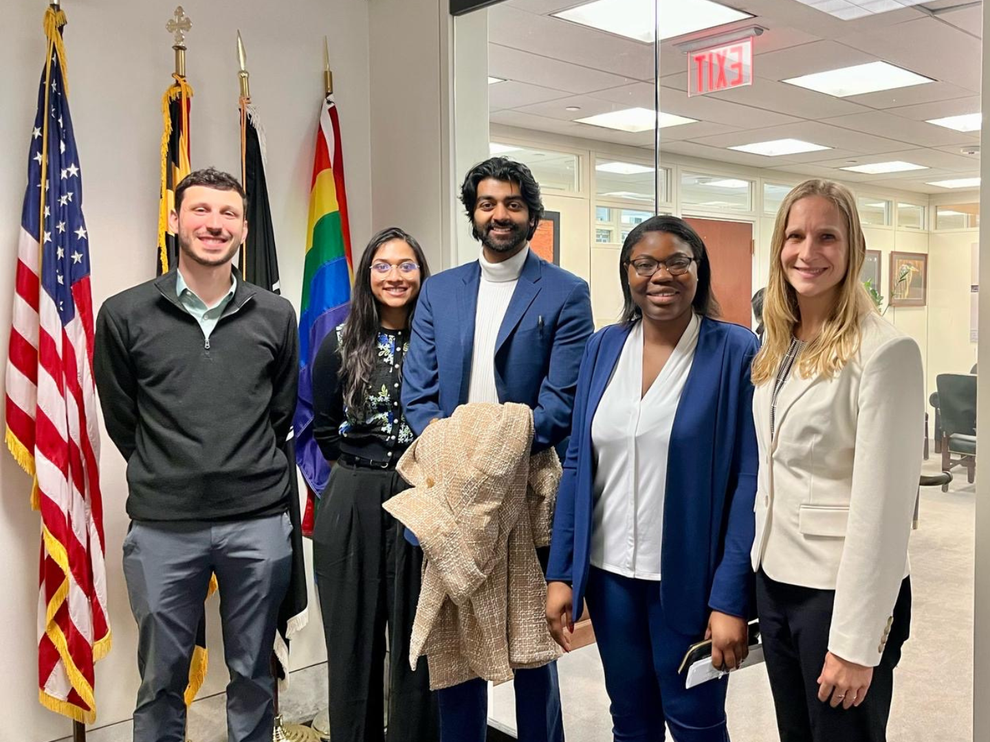 Residents with Dr. Stolarz (right) at the Global Health Equity Track Advocacy Day.