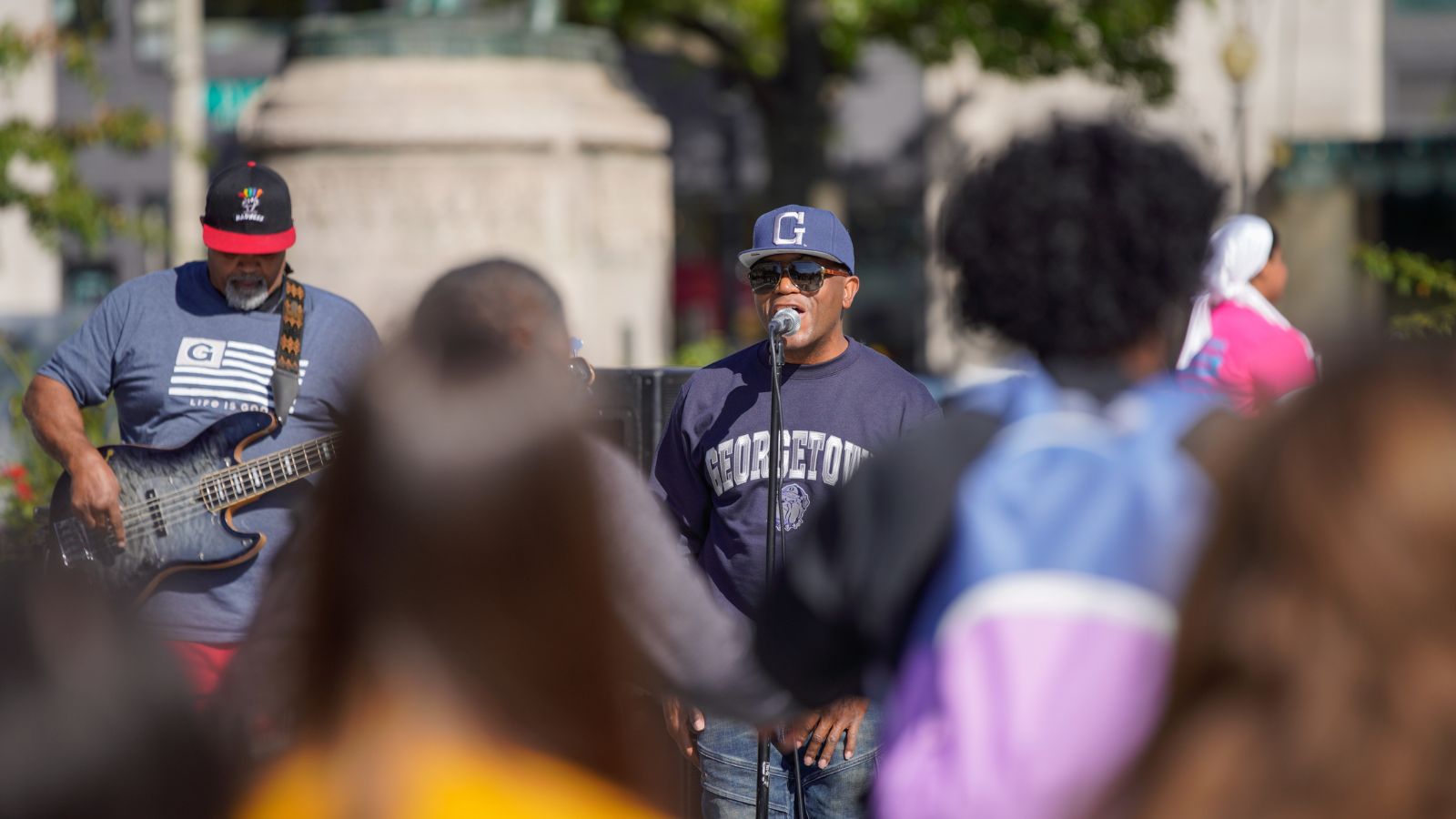 A go-go band performs