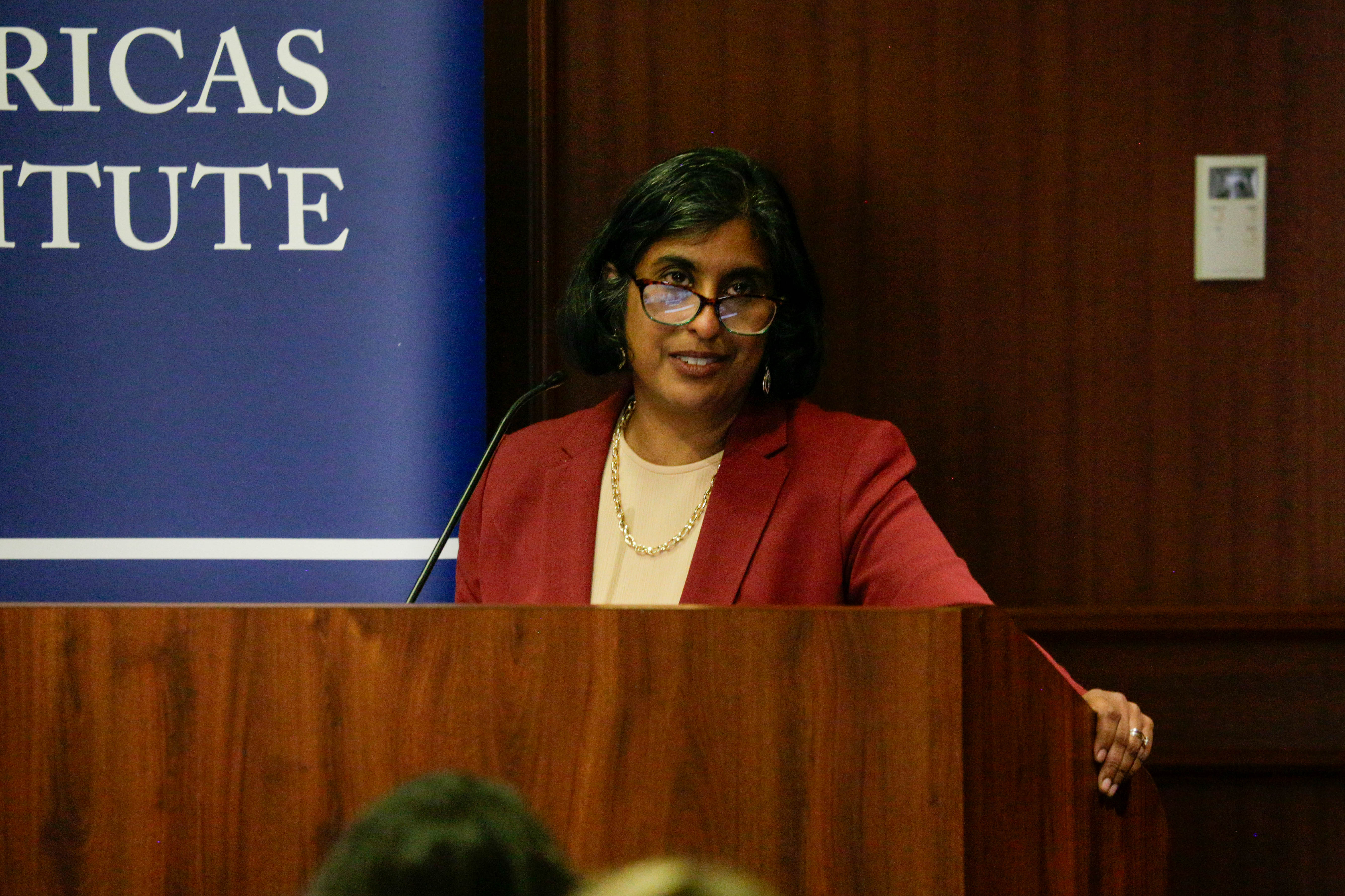 Nalini Anand at the podium