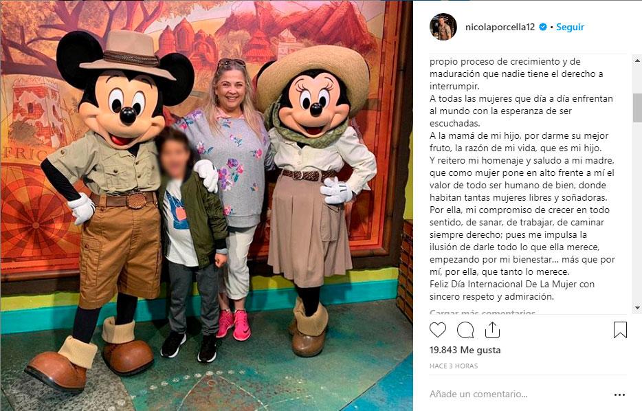 Nicola Porcella mensaje en Instagram