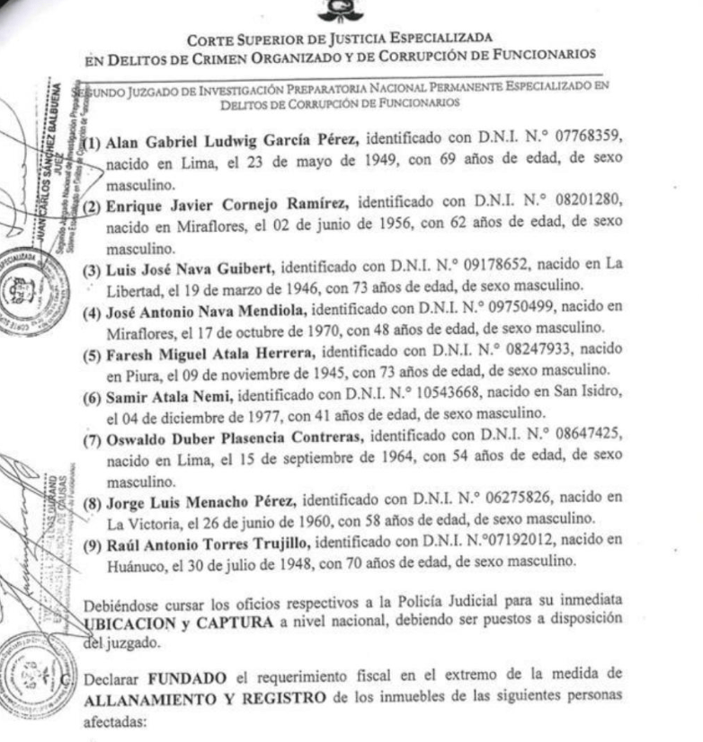 Alan García orden de captura Alan García orden de captura