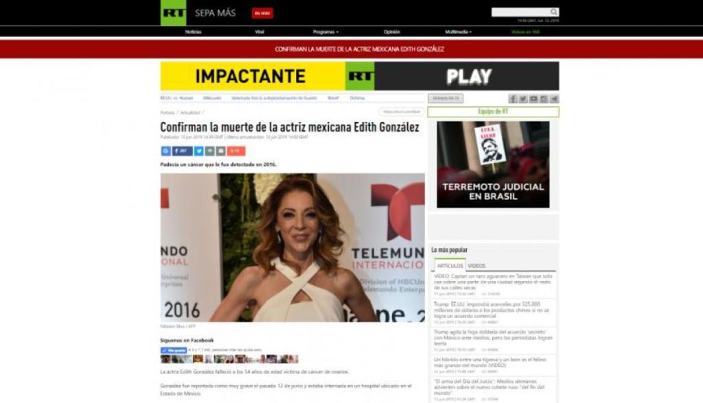 Edith González muerte