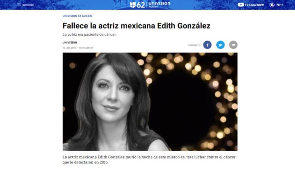 Edith González muerte