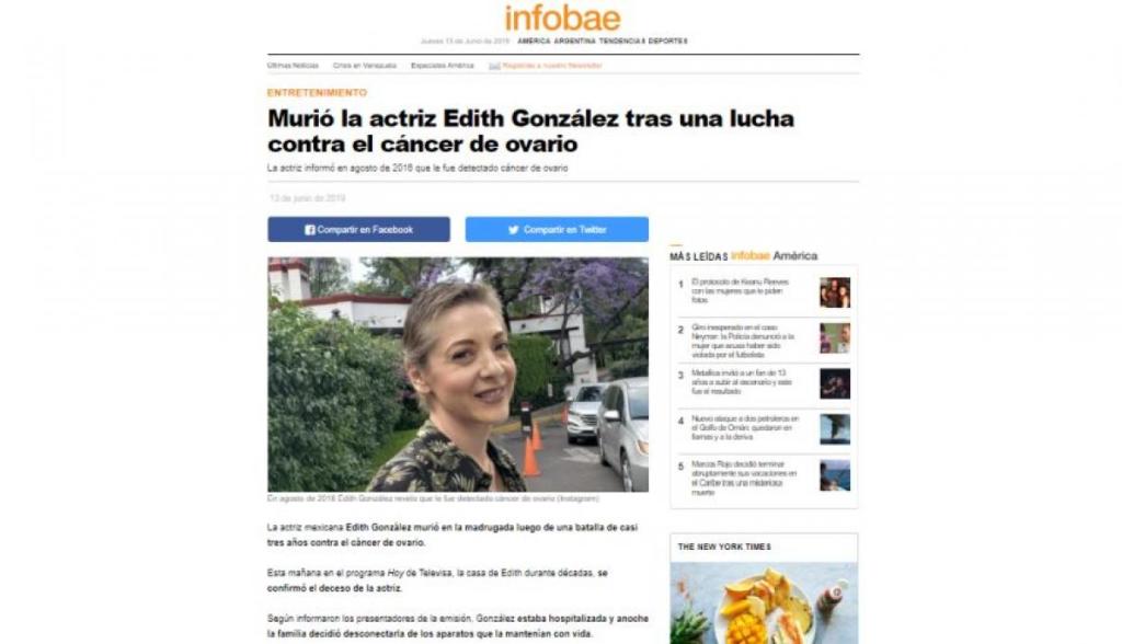 Edith González muerte