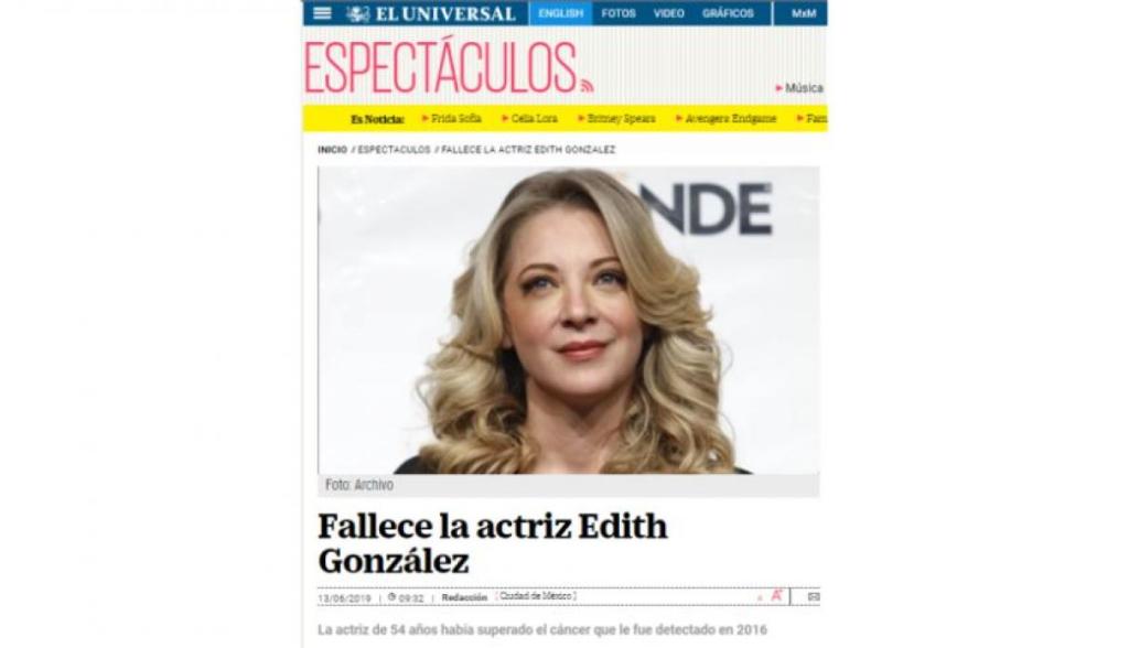 Edith González muerte