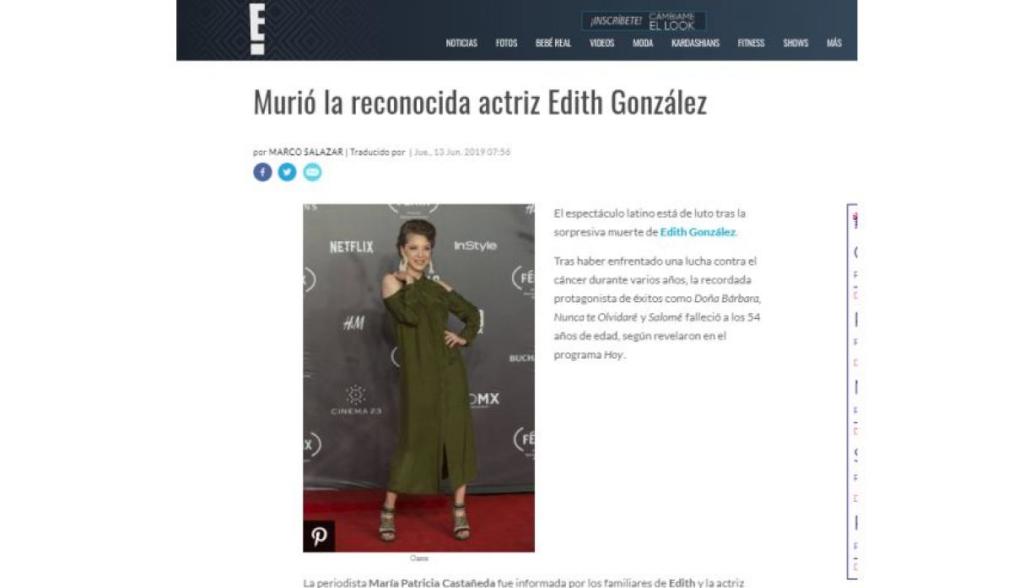 Edith González muerte