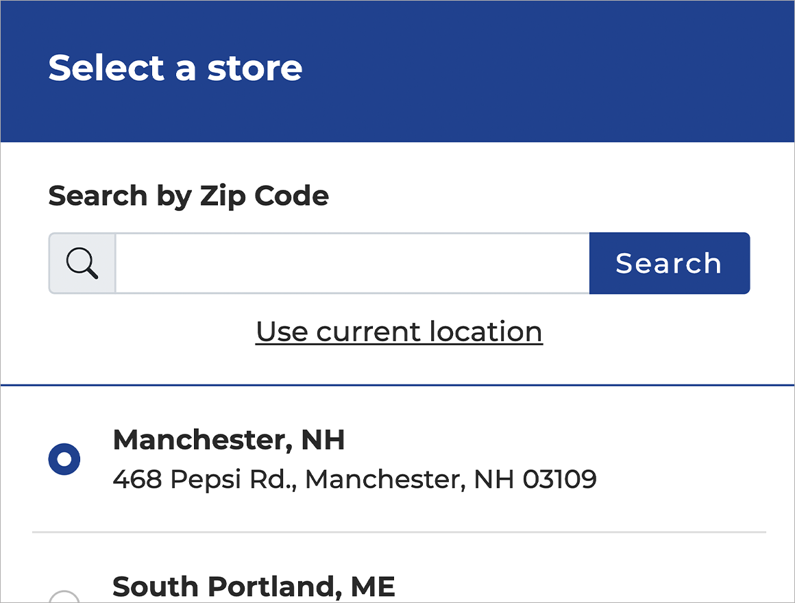 Select a store