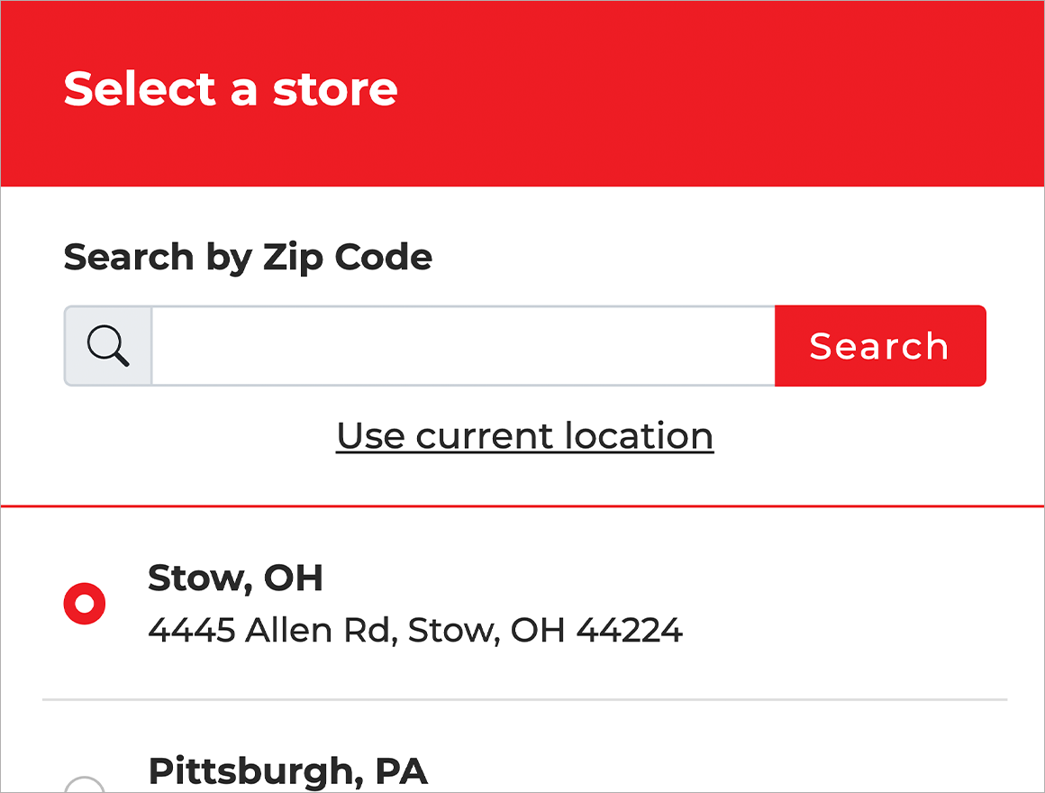 Select a store