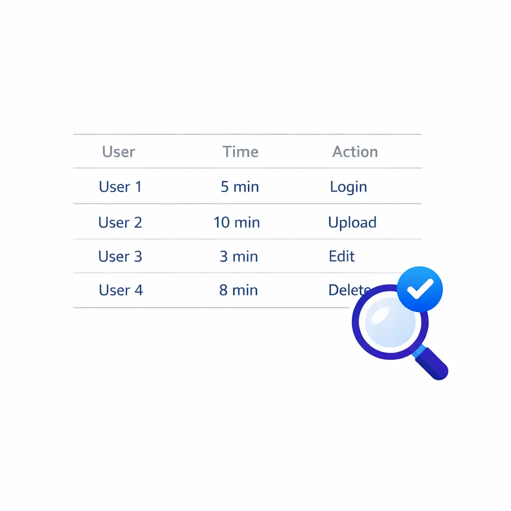 A simple log ledger visual highlights who accessed what, when, and why for traceability.