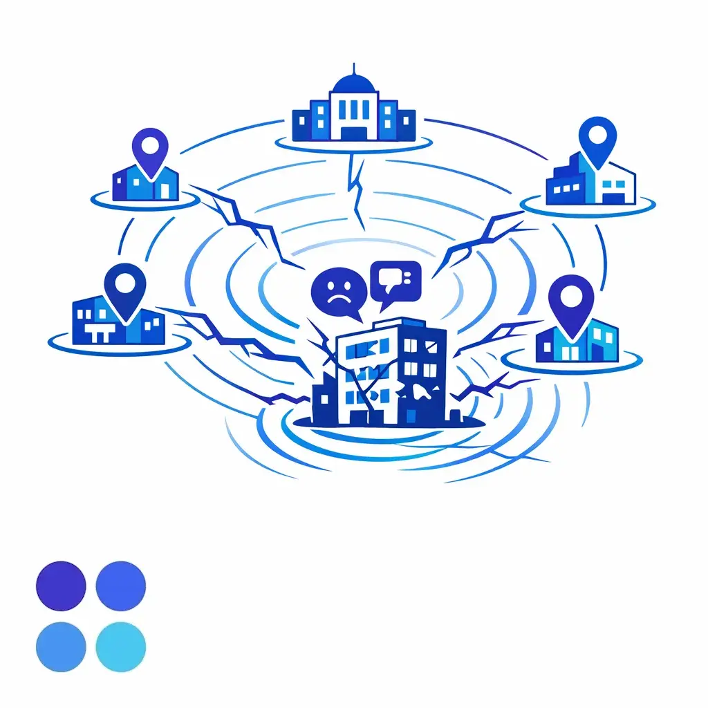 A single weak location sends negative review signals across a network of connected locations.