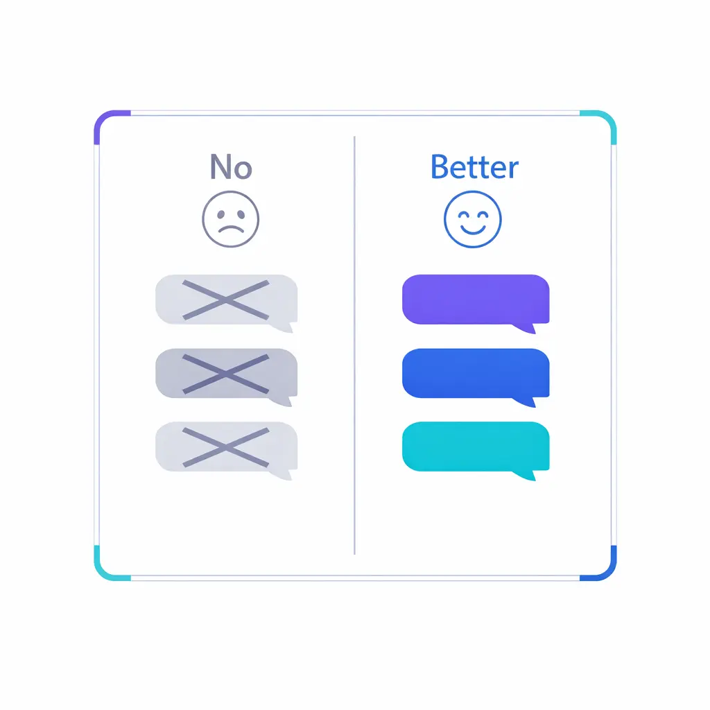Two contrasting columns replace risky phrases with approved language for smoother customer interactions.