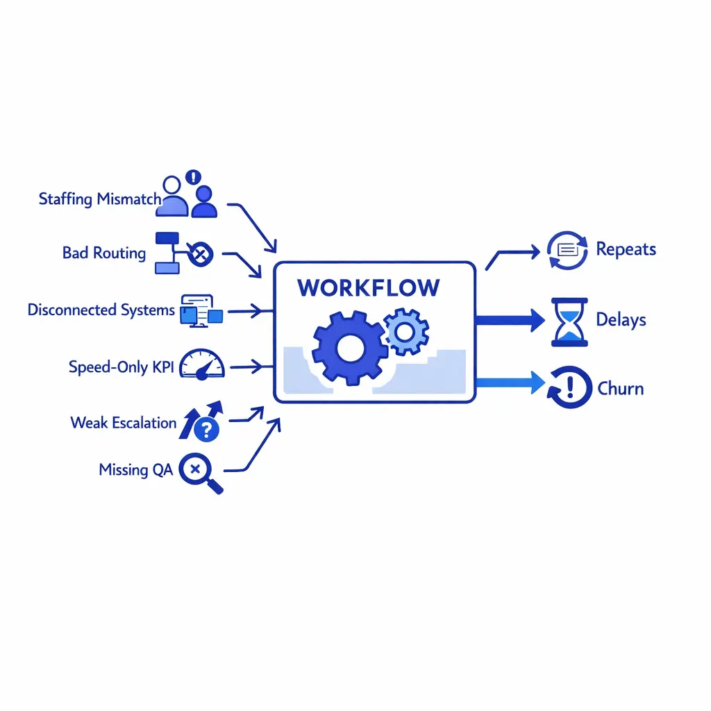 Broken routing, weak scripts, and disconnected tools feed into poor customer outcomes.