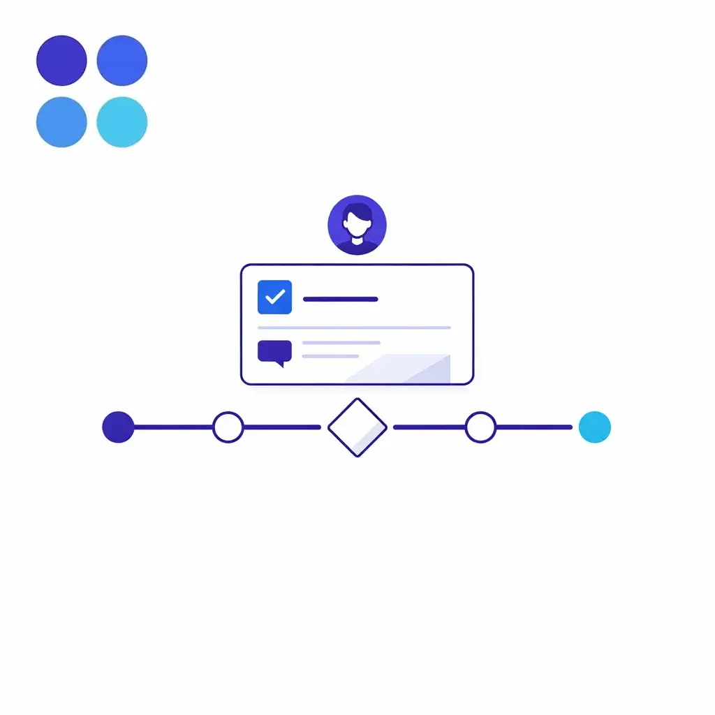 A case owner icon carries one issue card forward with deadline and status checkpoints.
