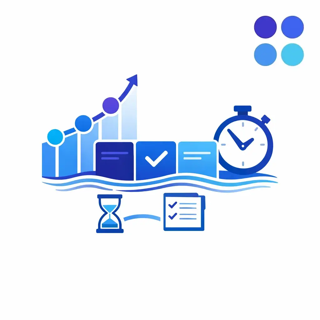 A rising queue graph and stabilized workflow show teams handling surges without losing quality.