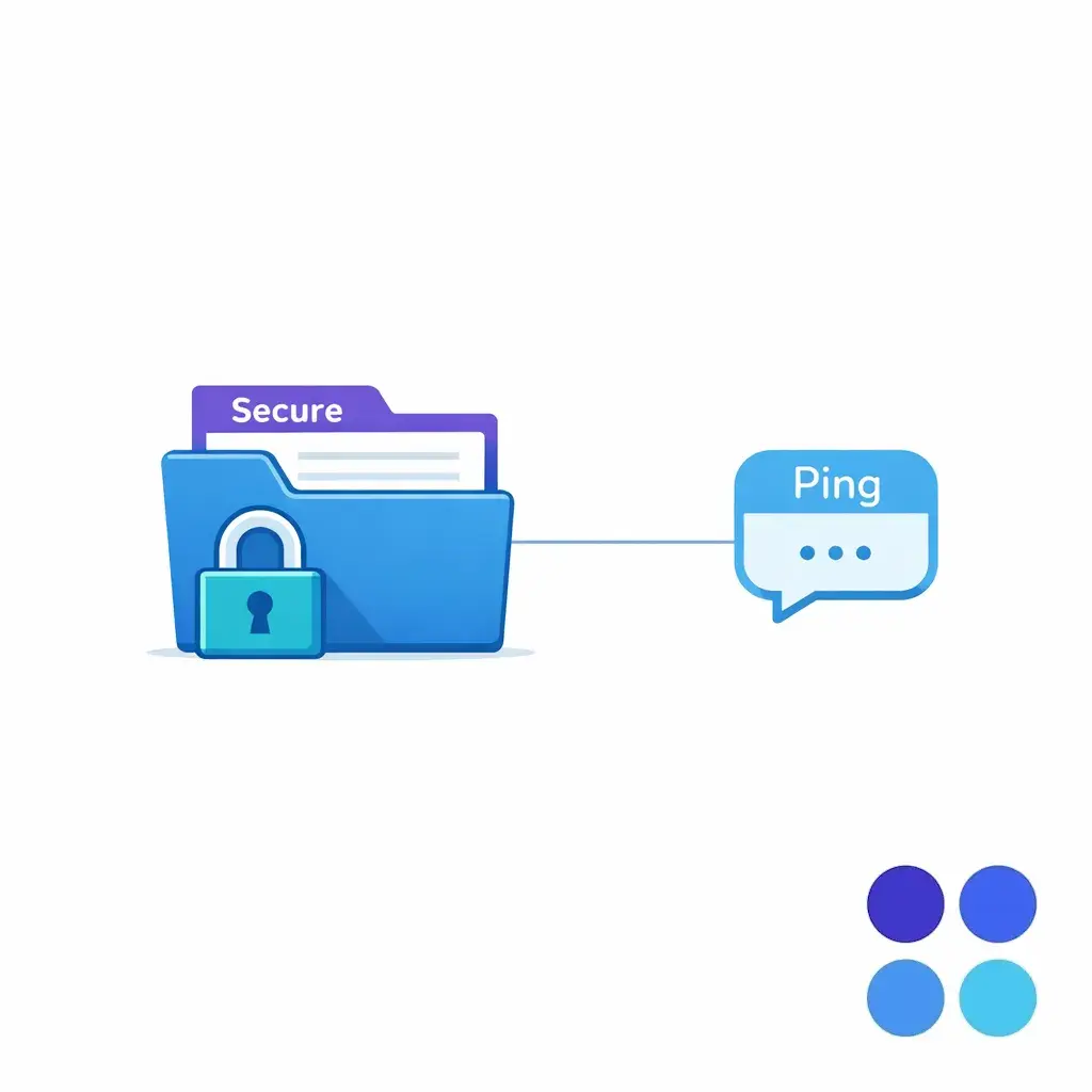 A secure record holds details while a minimal notification reveals only essential info.