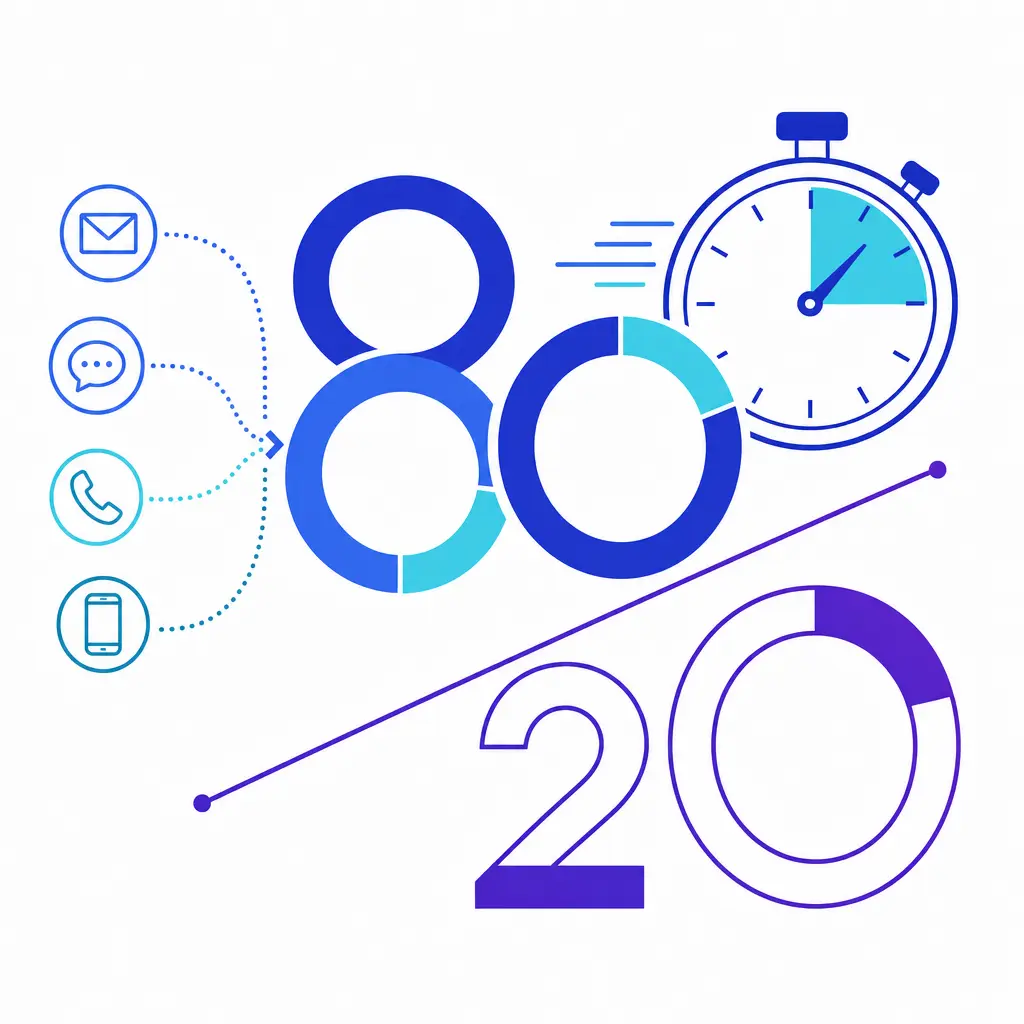 A bold 80 and 20 visual explains the common service-level benchmark for fast answer performance.