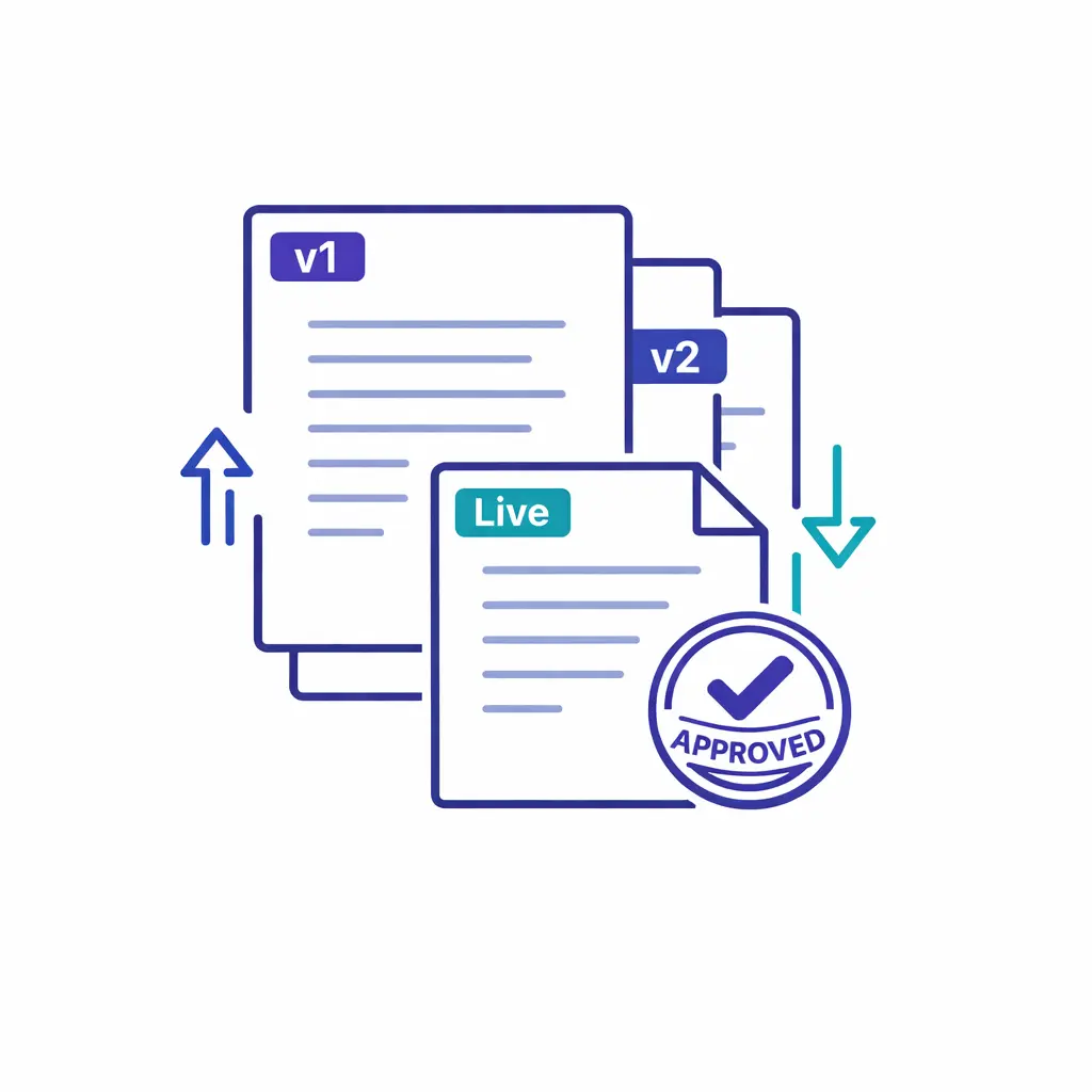 Layered script cards with dates and updates show one source of truth for changing call flows.