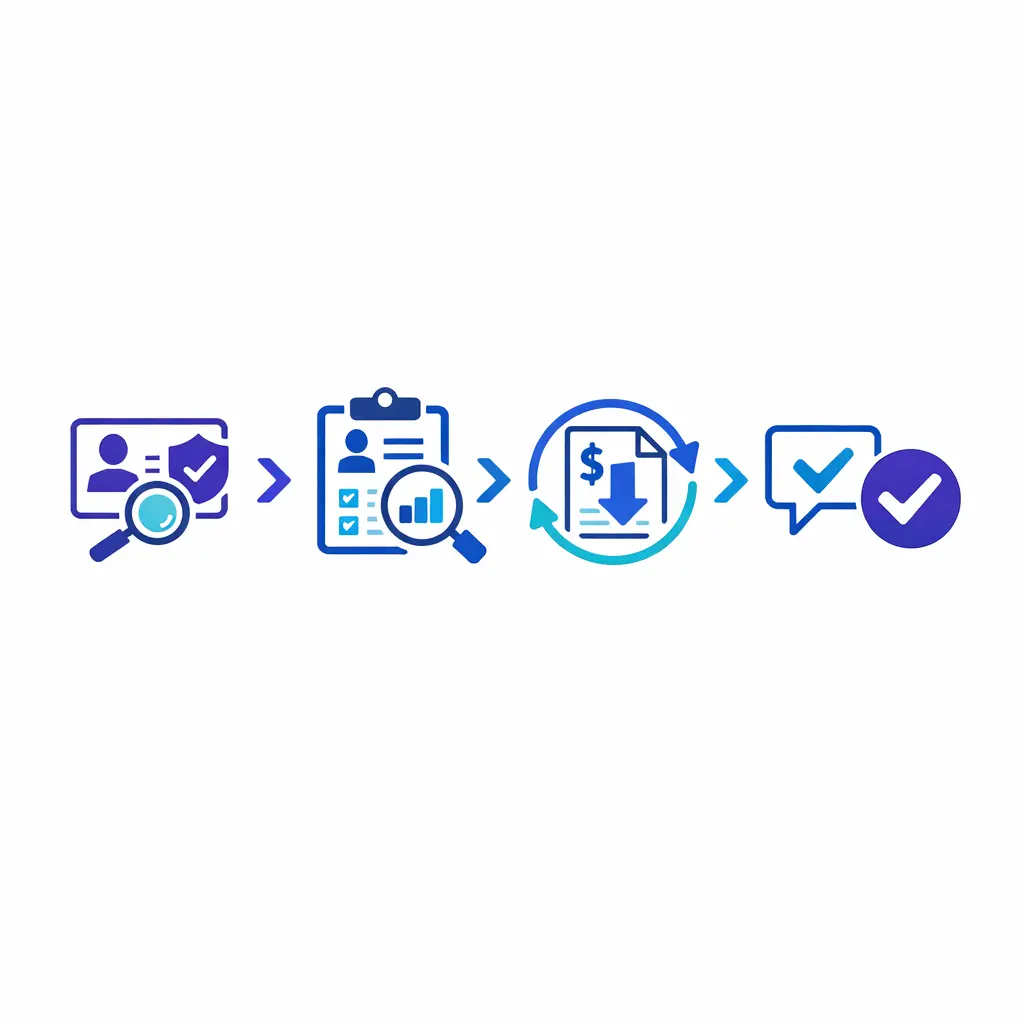 Duplicate charge example shows verification, correction, confirmation, and closure in one interaction.