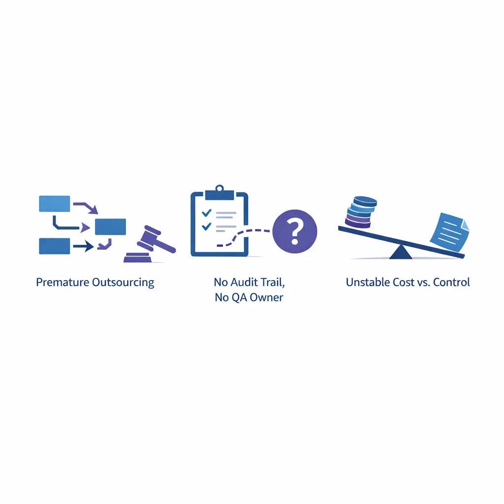 Three avoidable mistakes are shown as process gaps, weak audit trails, and cost-first decisions.