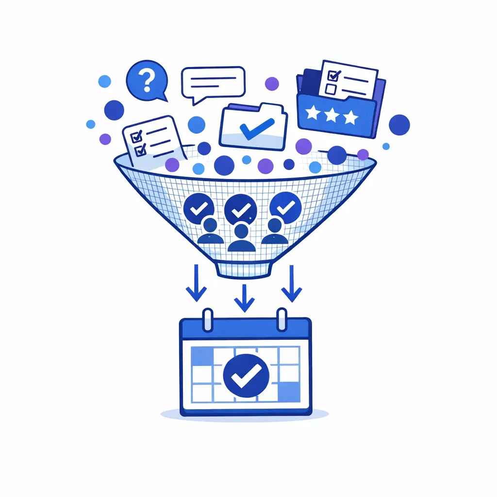 A filter screen separates poor-fit inquiries from qualified consults before scheduling.