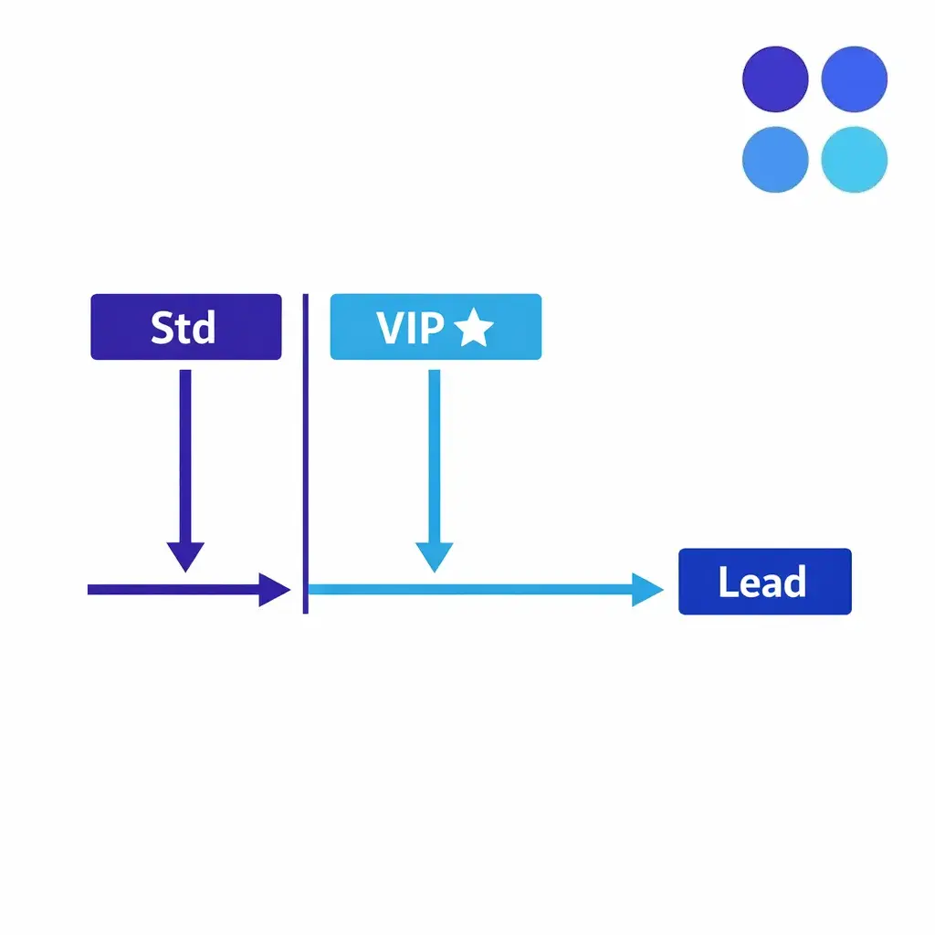 A VIP lane highlights prioritized routing without waking the whole organization.