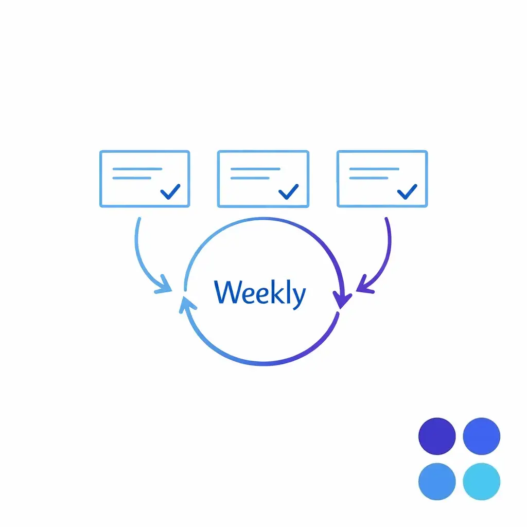 Three sample records are reviewed in a weekly calibration loop to prevent criteria drift.