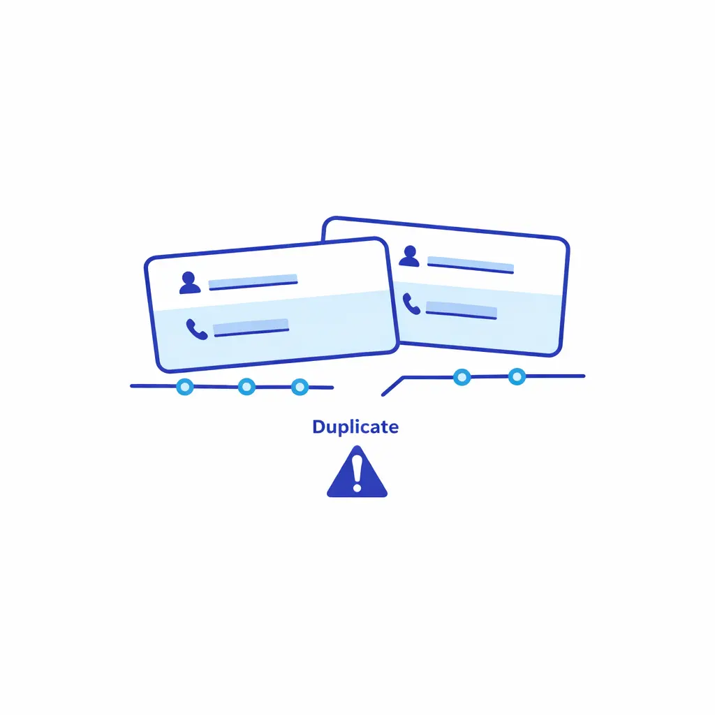 Two nearly identical lead cards split activities, showing how duplicates cause missed follow-ups.