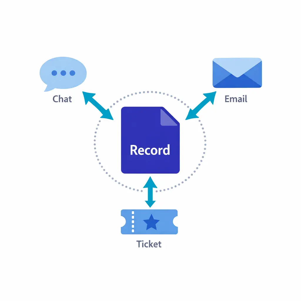 Multiple channels point to one canonical incident record to prevent duplicate tickets.