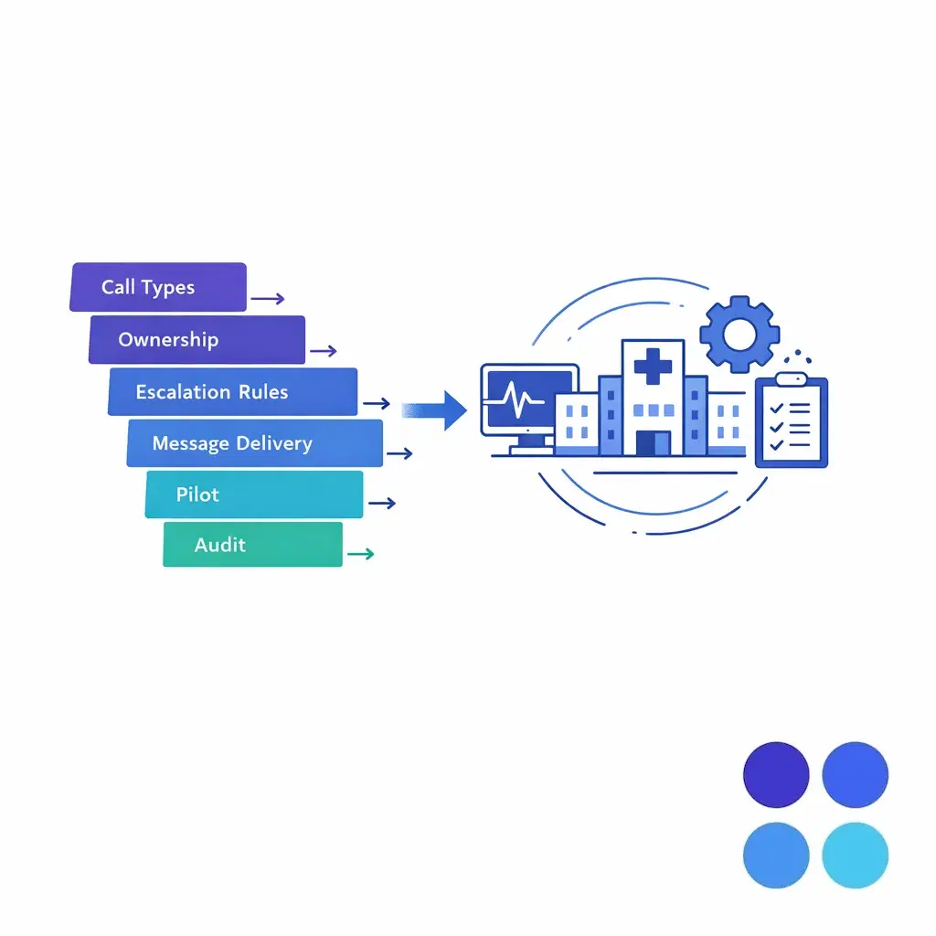 A structured healthcare workflow roadmap invites practices to assess call types, ownership, and escalation rules.
