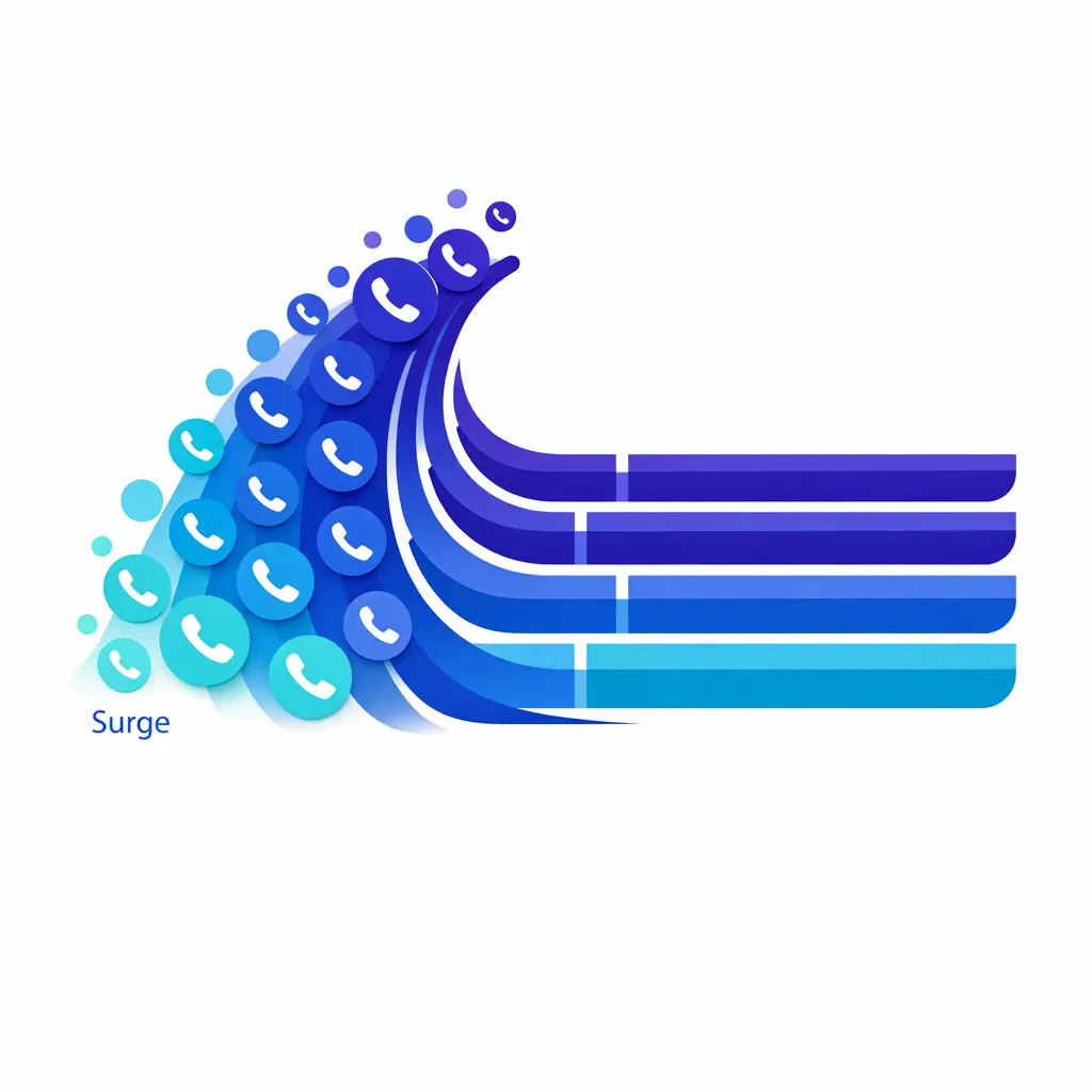 An expanding wave of inbound volume meets stable process rails that keep service consistent during surges.