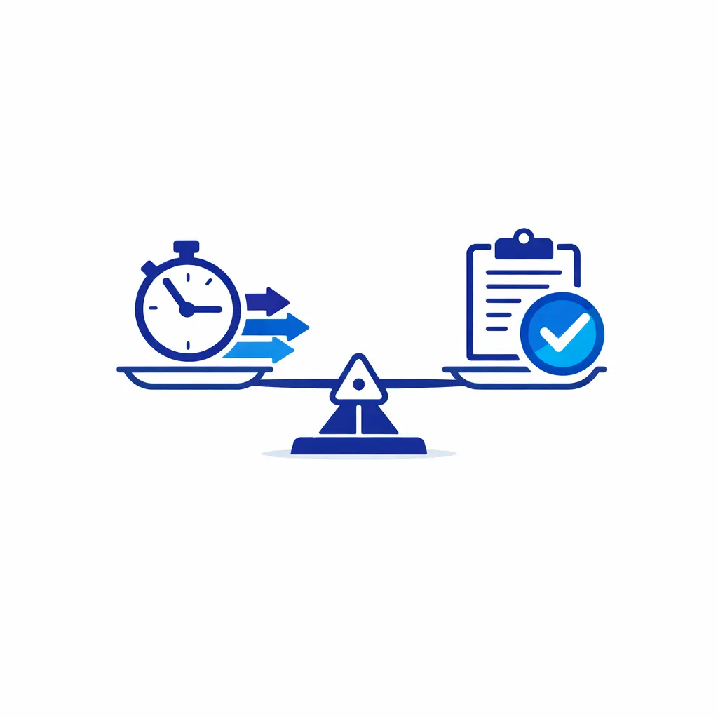 A fast-moving timer is balanced against a solid resolution check to show that speed alone is not success.