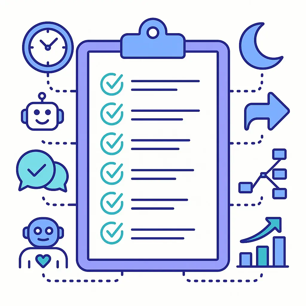 Checklist-style illustration showing key requirements for modern call center readiness in 2026.