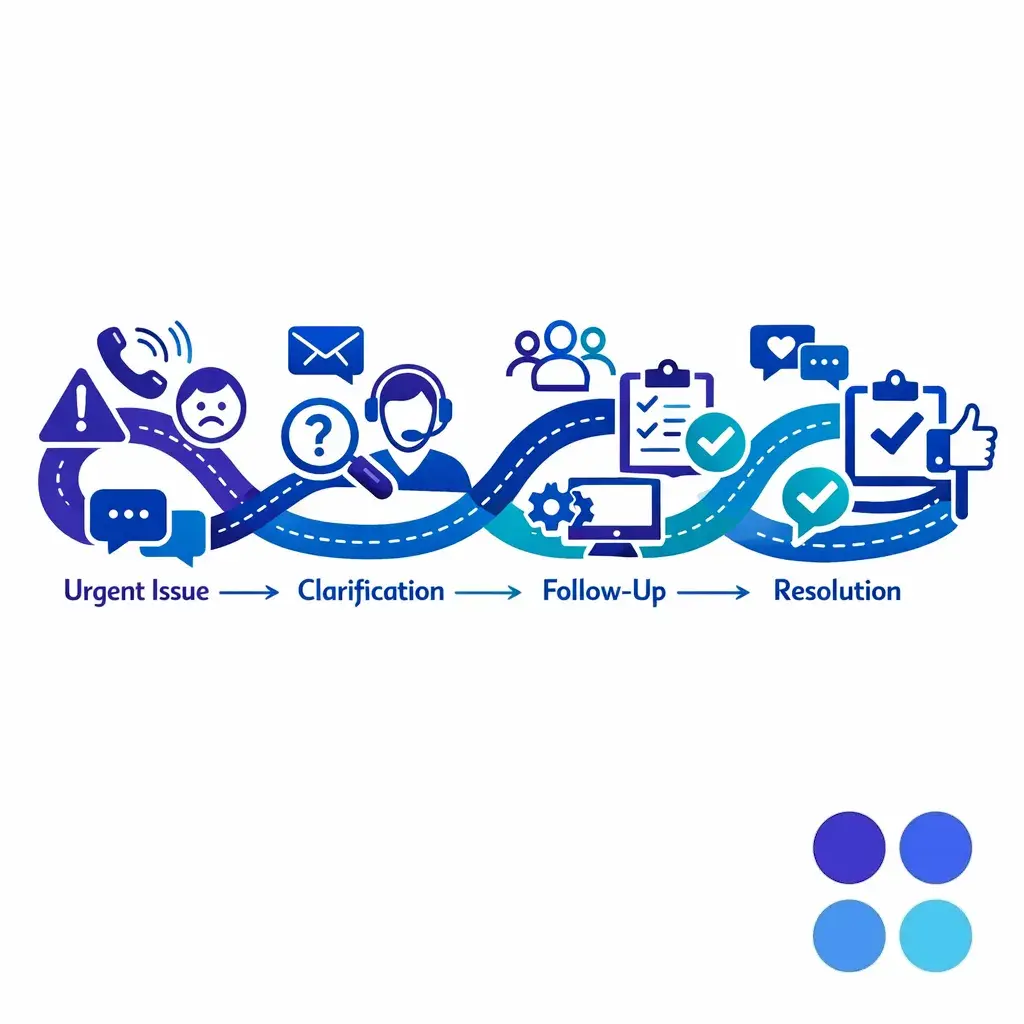 Support channels are arranged by customer journey stage rather than isolated communication silos.