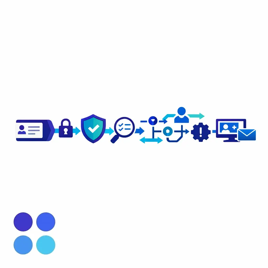 A secure message path shows limited patient data moving through controlled access checkpoints to the right recipient.