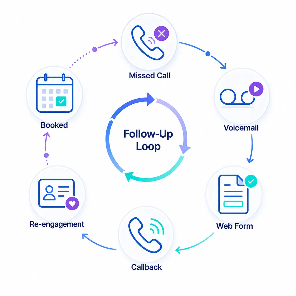 An organized callback loop turns missed calls and abandoned forms into scheduled next steps.