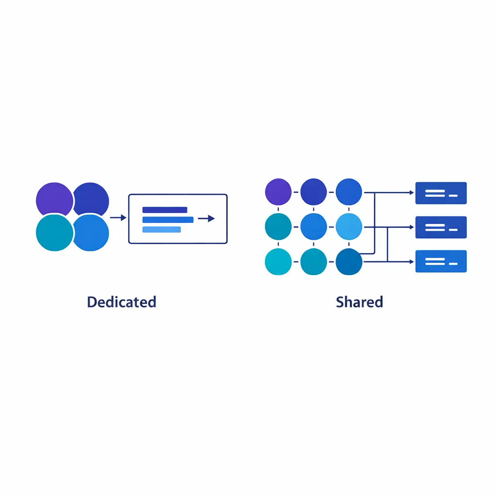 Two staffing models are compared through a clear visual of dedicated and shared support structures.