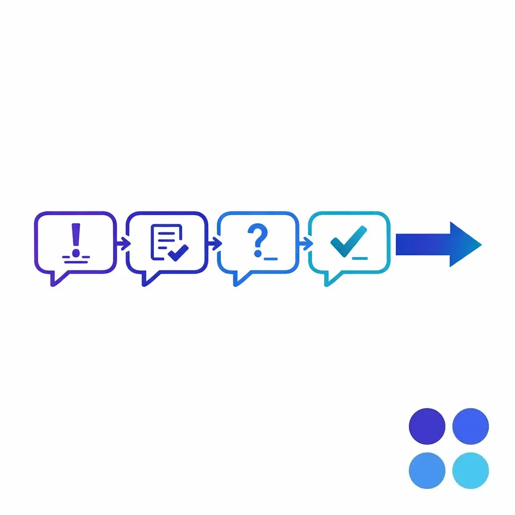 A speech bubble sequence shows restating, clarifying, and confirming before solution steps begin.