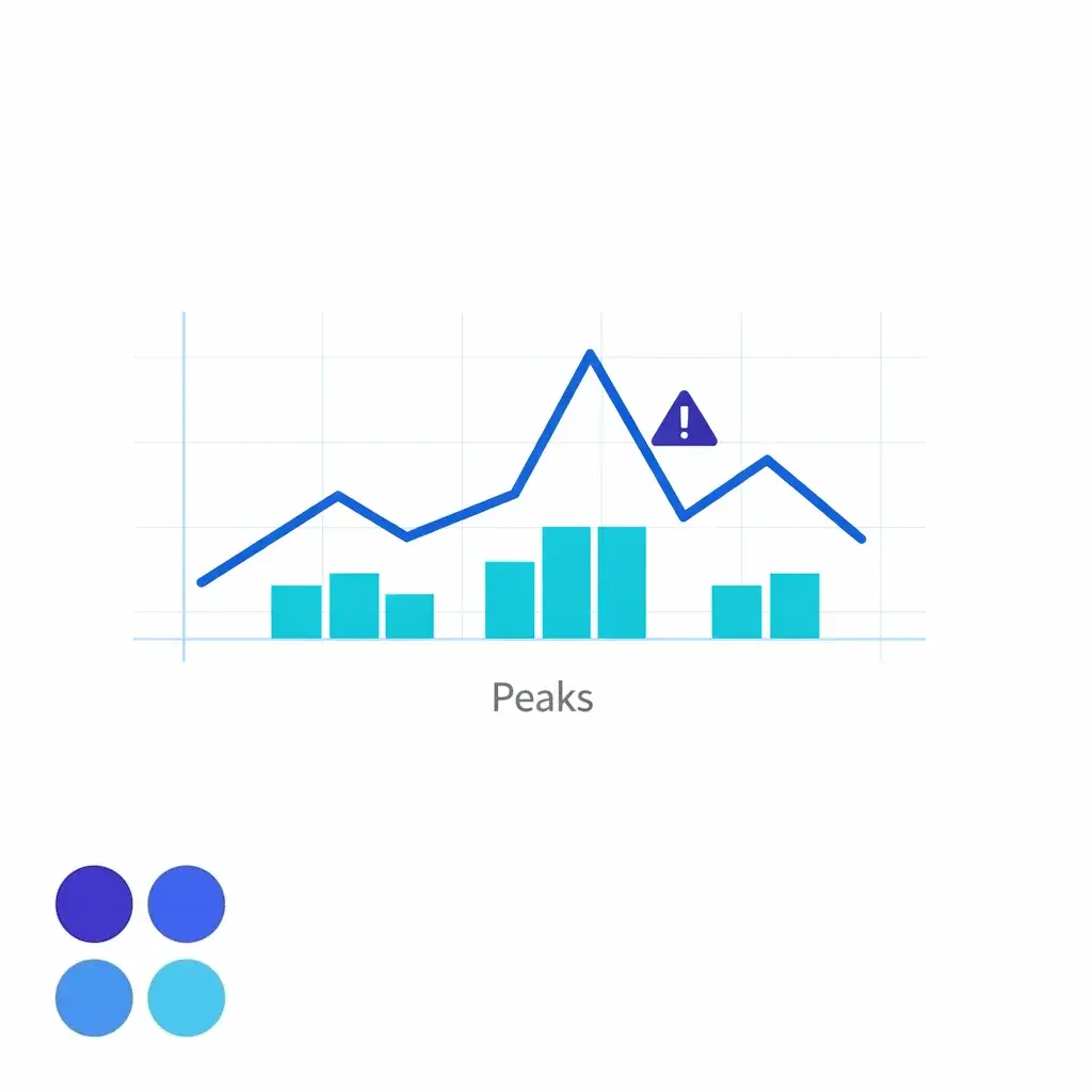 A spiky demand chart and staffing bars show planning for repeatable peaks instead of averages.