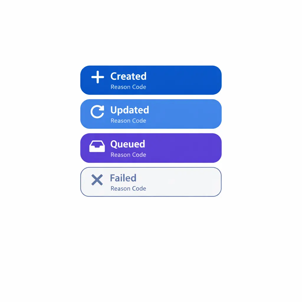A confirmation panel shows handoff status as created, updated, or queued for review.