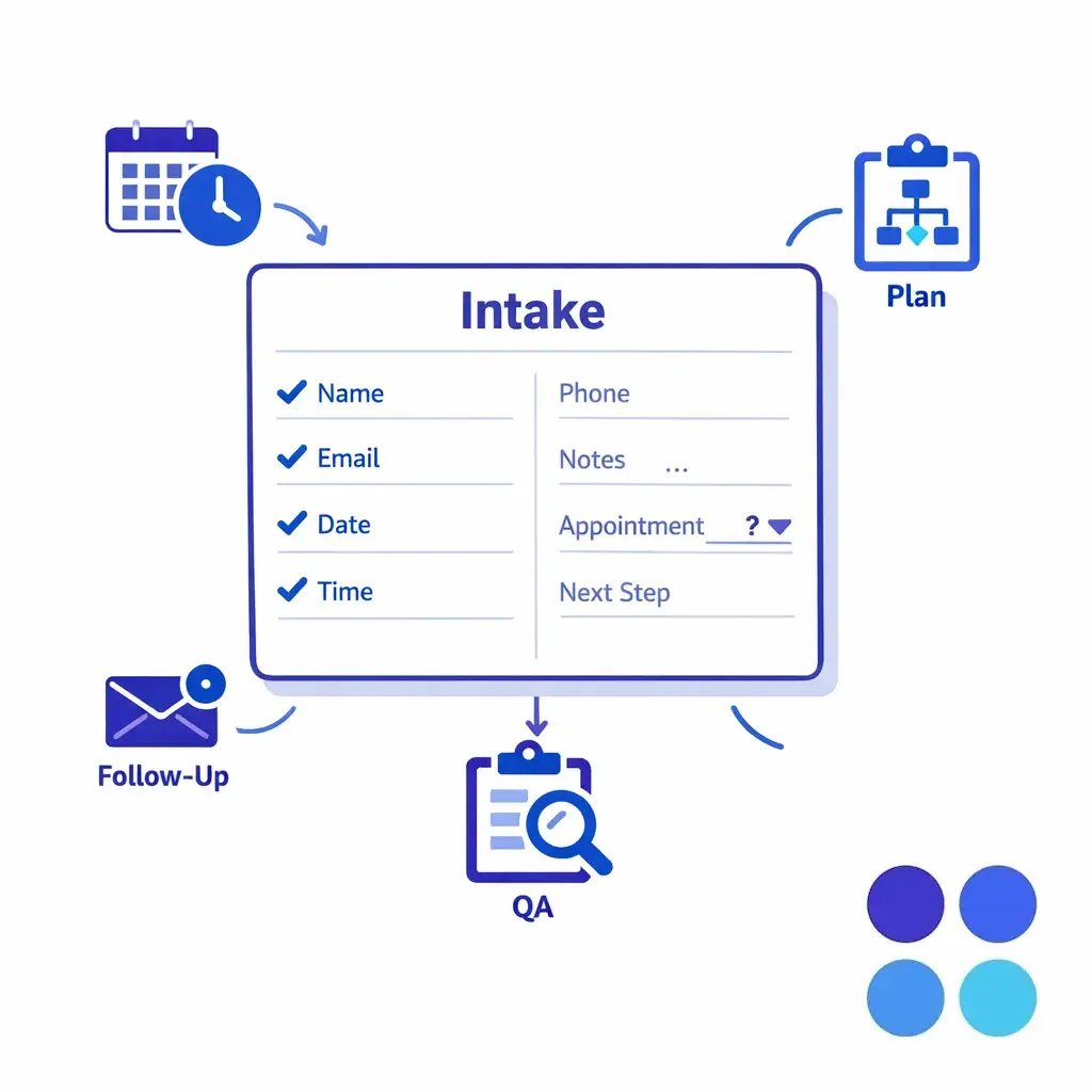A clean intake form contrasts complete structured data with missing fields and wrong details.