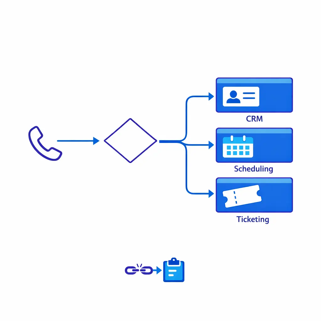Call outcomes flow cleanly into CRM, scheduling, and ticketing systems.