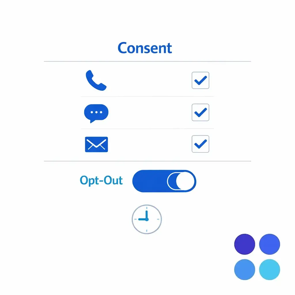 A preference panel shows opt-in channels and an opt-out toggle recorded with a timestamp.