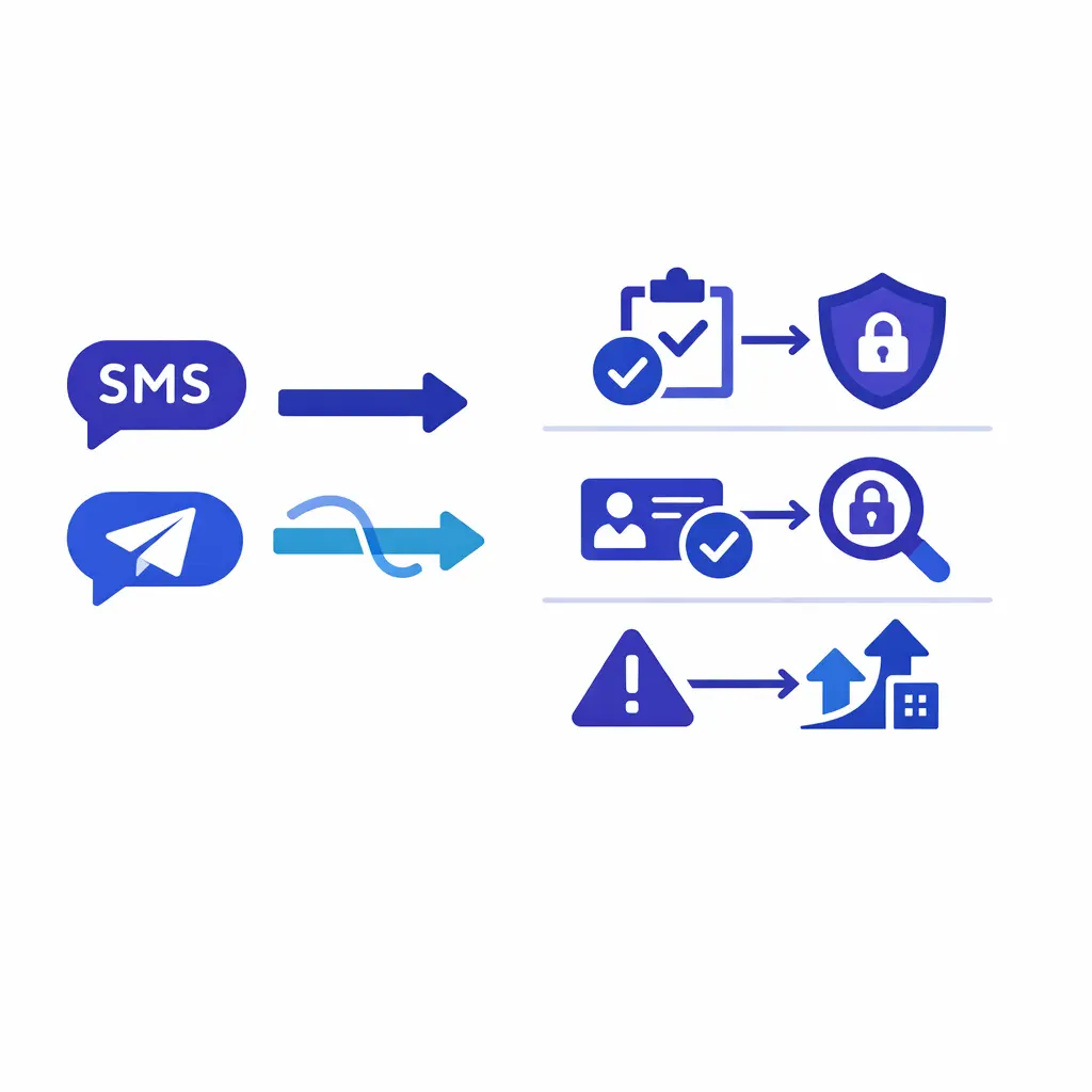 SMS and social icons guide customers into a secure and structured support path.
