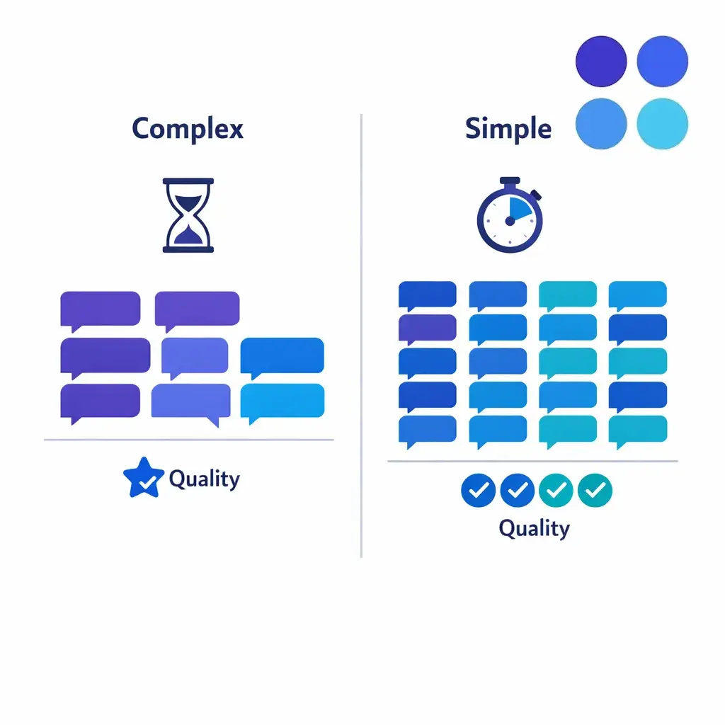 A side-by-side visual compares lower chat concurrency for complex queues and higher concurrency for simple tasks.