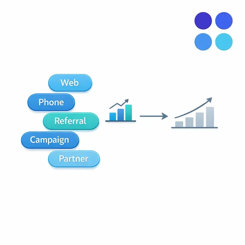 Consistent lead-source tags feed a clean source taxonomy for reliable reporting and ROI.