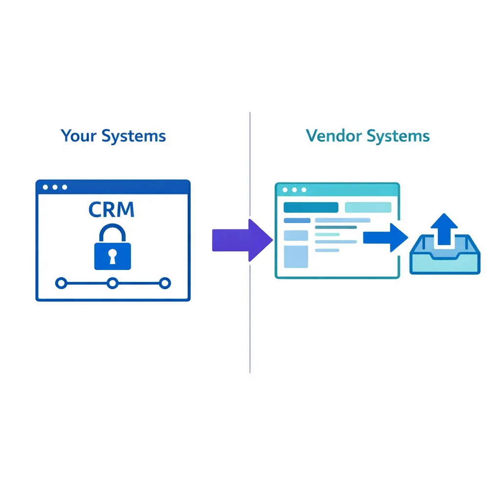 Two architecture options compare working inside your CRM versus vendor tools with handoff.