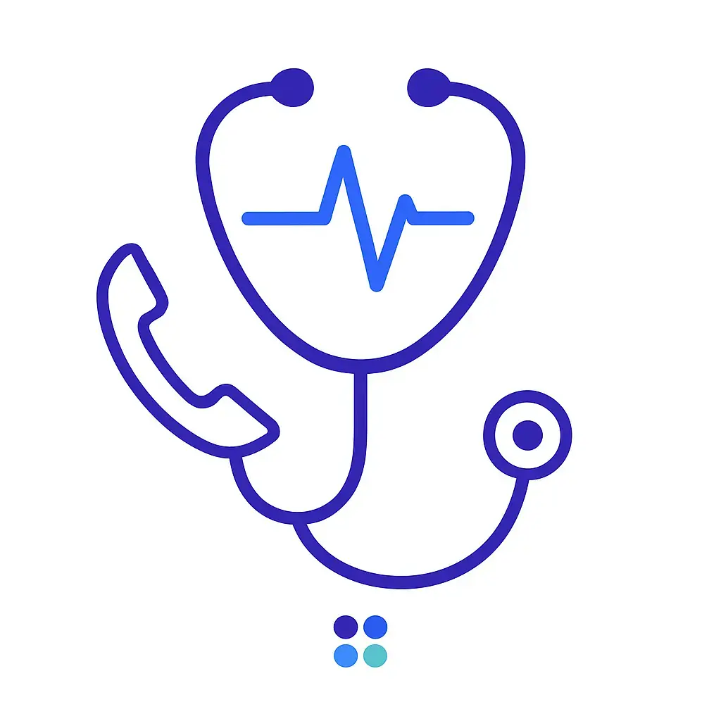 A stethoscope whose tubing forms a telephone handset to merge the concepts of healthcare and call connectivity.